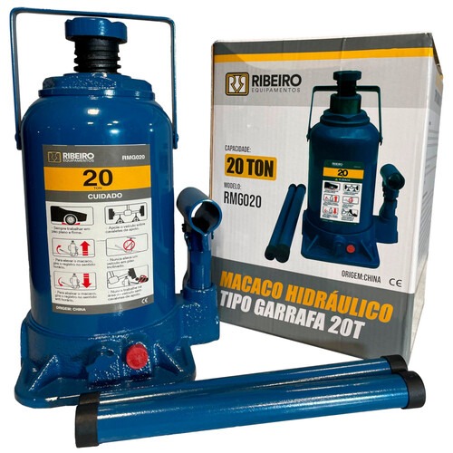Macaco hidr�ulico tipo garrafa 20 toneladas azul - RMGI020