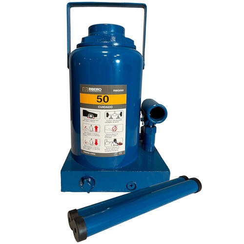 Macaco hidr�ulico tipo garrafa 50 toneladas azul - RMGI050
