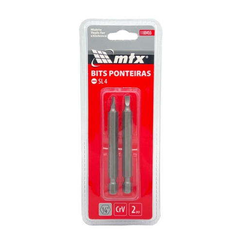 Bits fenda SL4 x 75 mm encaixe 1/4 Bits fenda SL4 x 75 mm encaixe 1/4