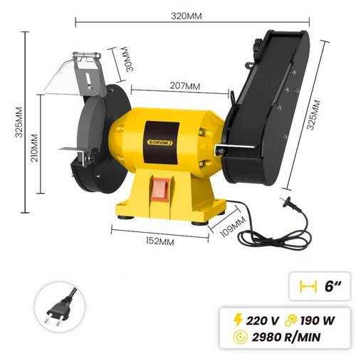 Motoesmeril e Lixadeira de cinta 6pol 190 watts - BOM-9586 220V Motoesmeril e Lixadeira de cinta 6pol 190 watts - BOM-9586 220V
