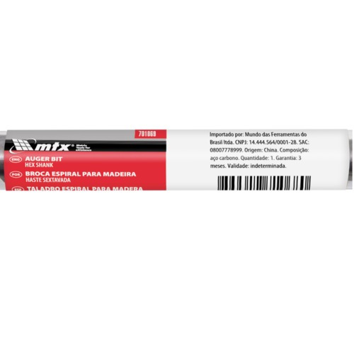 Broca espiral para madeira 16 x 230 mm haste sextavada - 701069 Broca espiral para madeira 16 x 230 mm haste sextavada - 701069