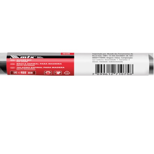 Broca espiral para madeira 14 x 460 mm haste sextavada - 701229 Broca espiral para madeira 14 x 460 mm haste sextavada - 701229