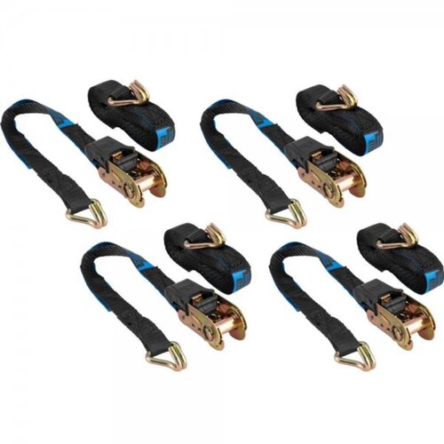 Jogo Cinta com catraca para amarração de carga 0,8/0,4TF 25 mm x 4,6 m 4 jogos Jogo Cinta com catraca para amarração de carga 0,8/0,4TF 25 mm x 4,6 m 4 jogos