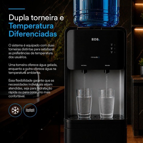 Bebedouro de coluna compressor para garraf�o de 10 ou 20L preto Mineralle - EBC031PC  110V