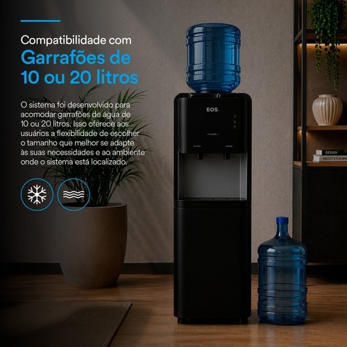 Bebedouro de coluna compressor para garraf�o de 10 ou 20L preto Mineralle - EBC031PC  110V