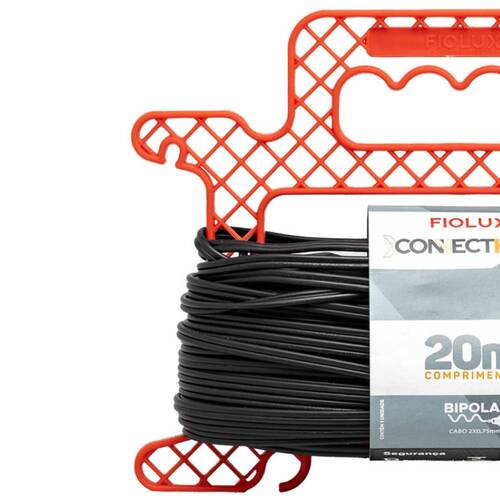 Extensão elétrica 20 metros 1 tomada 2 x 0,75 mm 10A bipolar - Connect Hard Extensão elétrica 20 metros 1 tomada 2 x 0,75 mm 10A bipolar - Connect Hard