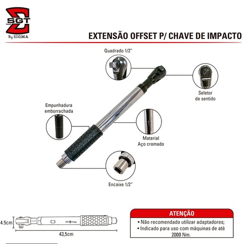 Extensão off set para chave de impacto 1/2 Extensão off set para chave de impacto 1/2