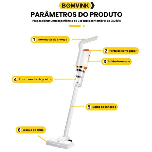 Aspirador de p� port�til 2 em 1 a bateria 7,4V - BOM-7005