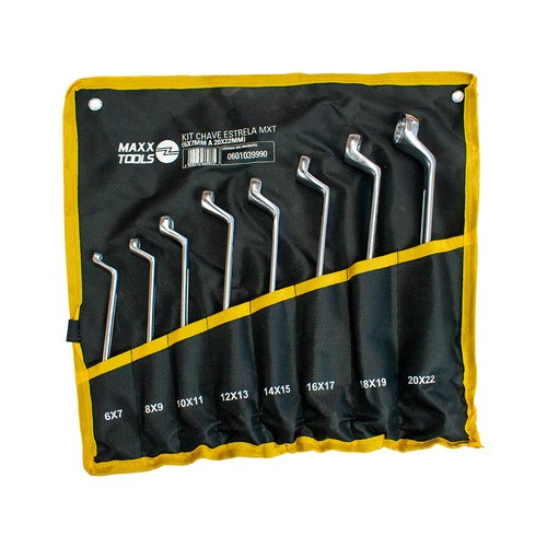 Jogo de chave estrela 6 a 22 mm aço cromo vanádio com 8 peças Jogo de chave estrela 6 a 22 mm aço cromo vanádio com 8 peças