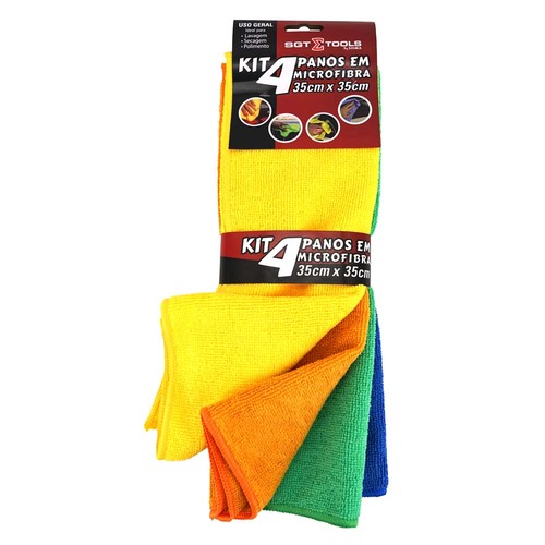 Toalha multiuso em microfibra para limpeza 35 x 35 cm 4 pe�as