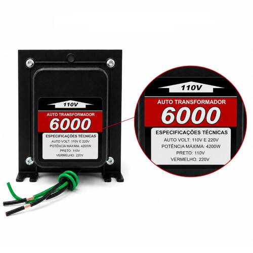 Autotransformador de voltagem para potência até 4600W - 6000VAT 110V/220V Autotransformador de voltagem para potência até 4600W - 6000VAT 110V/220V