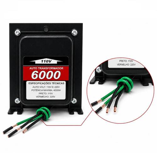 Autotransformador de voltagem para potência até 4600W - 6000VAT 110V/220V Autotransformador de voltagem para potência até 4600W - 6000VAT 110V/220V