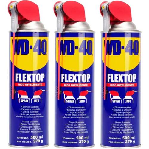 Kit 3 �leos lubrificante desengripante com Bico Inteligente 500 ml - FLEXTOP