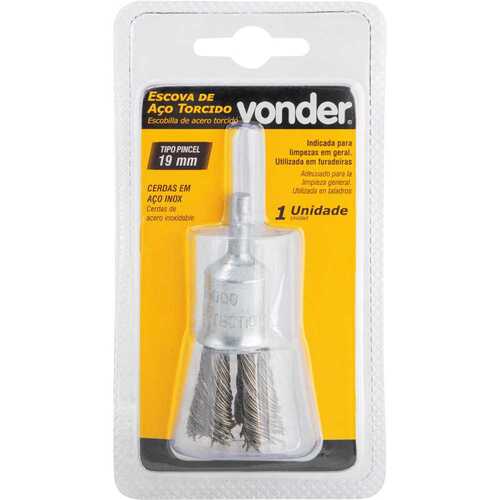 Escova de aço inox torcida tipo pincel 19 mm Escova de aço inox torcida tipo pincel 19 mm