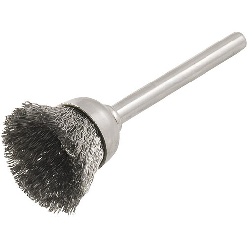 Escova de aço inox ondulada tipo copo 12 mm para micro retífica Escova de aço inox ondulada tipo copo 12 mm para micro retífica