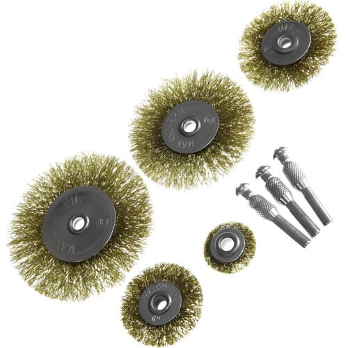 Jogo escova de aço circular ondulada 5 peças + 3 adaptadores Jogo escova de aço circular ondulada 5 peças + 3 adaptadores