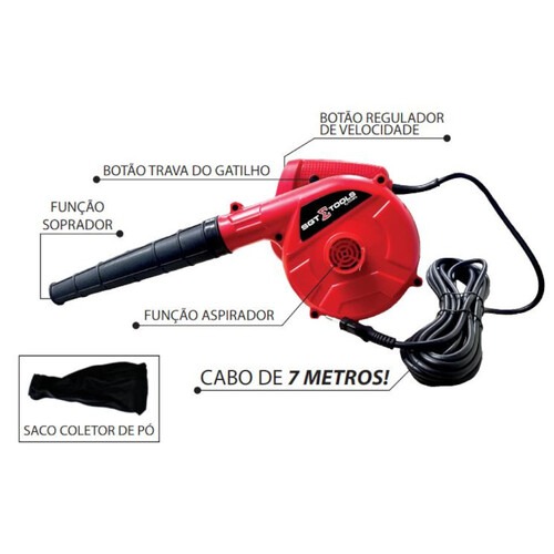 Soprador e aspirador de ar 600 watts com saco coletor - SGT-5601 220V Soprador e aspirador de ar 600 watts com saco coletor - SGT-5601 220V
