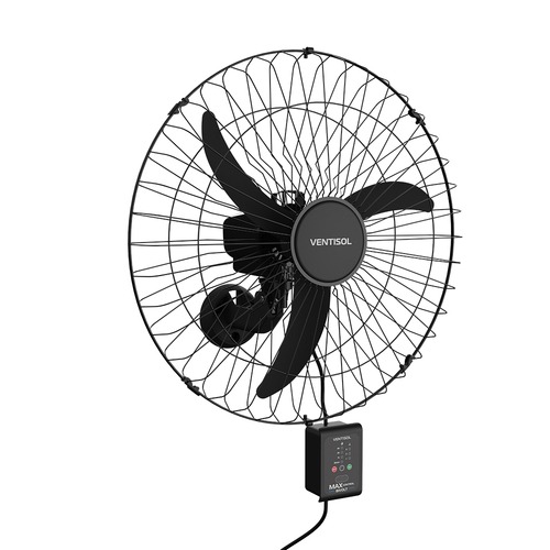 Ventilador de parede 60 cm oscilante 3 pás preto com controle - Max Control 110V/220V Ventilador de parede 60 cm oscilante 3 pás preto com controle - Max Control 110V/220V