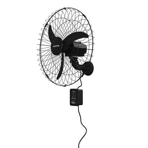Ventilador de parede 60 cm oscilante 3 pás preto com controle - Max Control 110V/220V Ventilador de parede 60 cm oscilante 3 pás preto com controle - Max Control 110V/220V