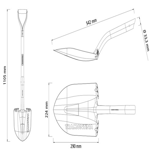 P� de bico com cabo de madeira 74 cm - 77416324