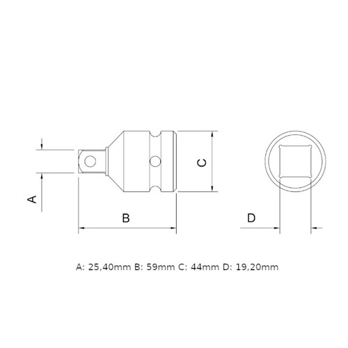 Adaptador para soquetes de impacto encaixe 3/4 Adaptador para soquetes de impacto encaixe 3/4