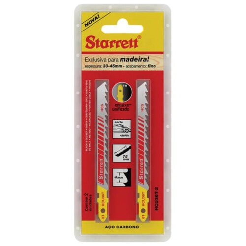 L�mina serra tico tico 75 mm 6 dentes para madeira 2 pe�as - HCU36T-2