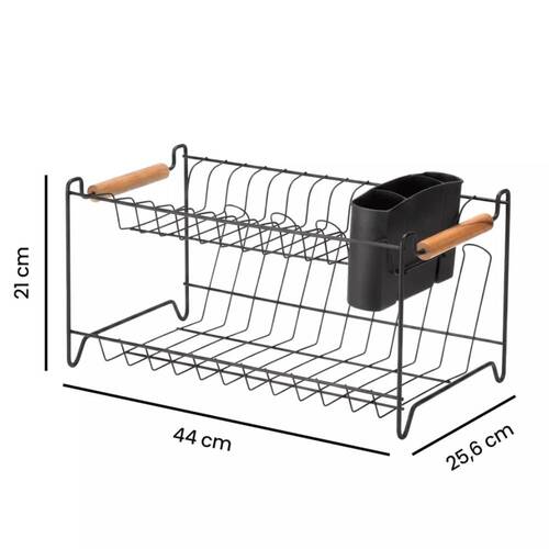 Escorredor de lou�a duplo com porta talheres Eco Design - 0452