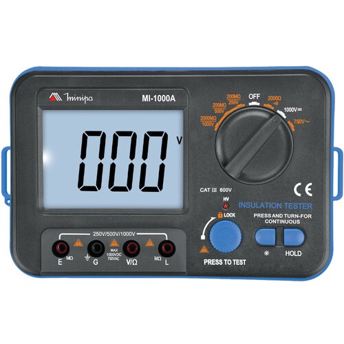 Megômetro digital para medição de resistência 2000 ohms - MI-1000A Megômetro digital para medição de resistência 2000 ohms - MI-1000A