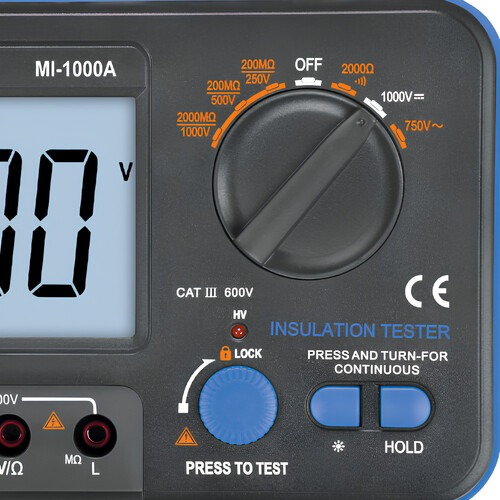 Megômetro digital para medição de resistência 2000 ohms - MI-1000A Megômetro digital para medição de resistência 2000 ohms - MI-1000A
