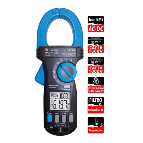 Alicate amper�metro para Painel Solar True RMS AC+DC - ET-4710