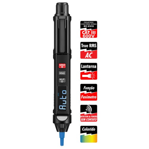 Mult�metro digital tipo caneta CAT III 600V  EZVOLT3