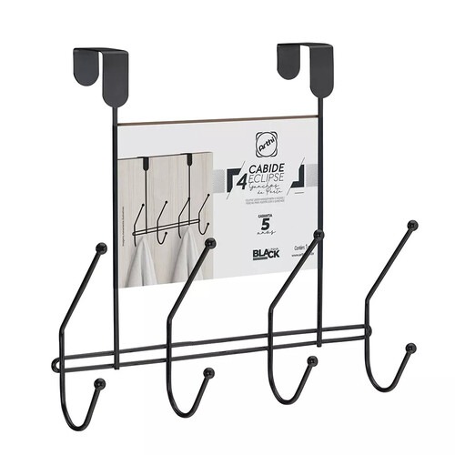 Cabide Eclipse de porta com 4 ganchos Black - 2560 Cabide Eclipse de porta com 4 ganchos Black - 2560