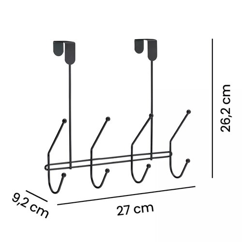 Cabide Eclipse de porta com 4 ganchos Black - 2560 Cabide Eclipse de porta com 4 ganchos Black - 2560