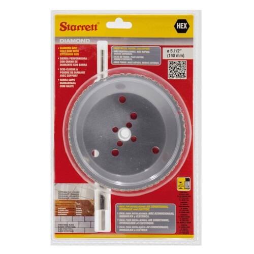 Serra copo diamantada 140 mm com haste de 6