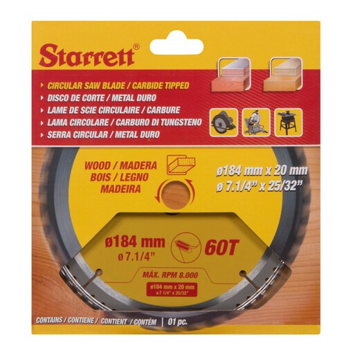Disco de serra para madeira 184 mm x 20 mm 60 dentes - CCS184-60AW Disco de serra para madeira 184 mm x 20 mm 60 dentes - CCS184-60AW
