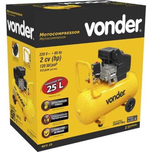 Compressor de ar 8 pés 25 litros 2 hp - MCV25 220V Compressor de ar 8 pés 25 litros 2 hp - MCV25 220V
