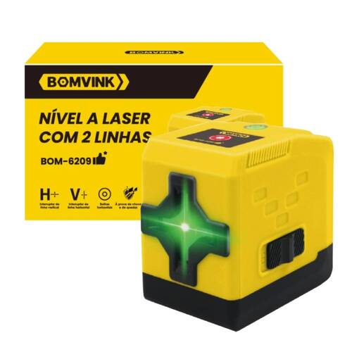 Nível a laser verde a pilha 2 linhas alcance de 5 m com suporte - BOM-6209 Nível a laser verde a pilha 2 linhas alcance de 5 m com suporte - BOM-6209