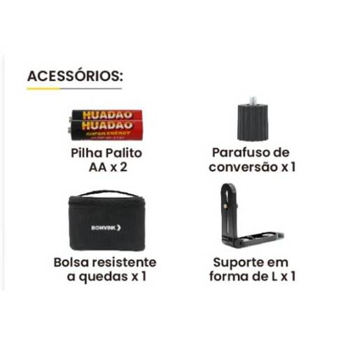 Nível a laser verde a pilha 2 linhas alcance de 5 m com suporte - BOM-6209 Nível a laser verde a pilha 2 linhas alcance de 5 m com suporte - BOM-6209