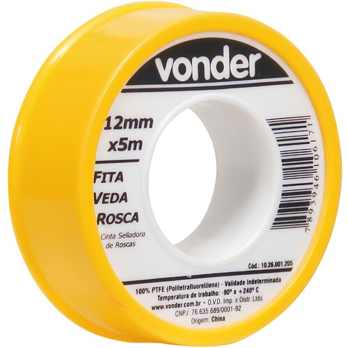 Fita veda rosca 12 mm x 5 metros Fita veda rosca 12 mm x 5 metros