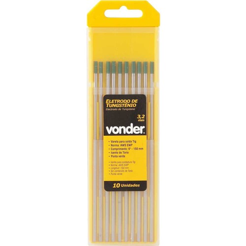 Eletrodo de tungst�nio ponta verde puro 3,2 mm 10 unidades