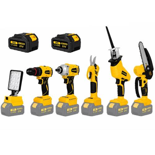 Kit com 10 Ferramentas a bateria 21V 3Ah brushless com 2 baterias compartilhadas - BOM-9763 110V/220V Kit com 10 Ferramentas a bateria 21V 3Ah brushless com 2 baterias compartilhadas - BOM-9763 110V/220V
