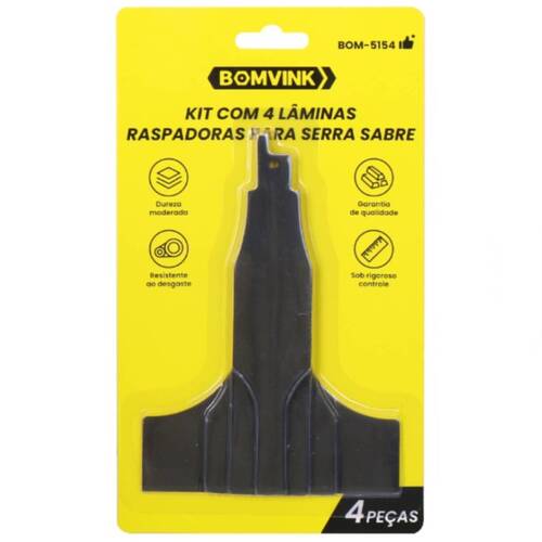 Lâmina raspadora para serra sabre de 10 a 100 mm 4 peças - BOM-5154 Lâmina raspadora para serra sabre de 10 a 100 mm 4 peças - BOM-5154