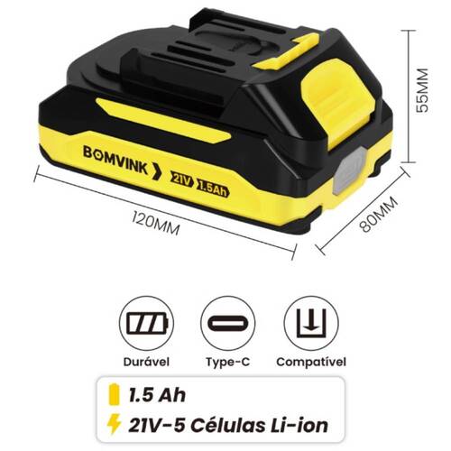 Bateria 21V 1.5Ah íons de lítio - BOM-5595 Bateria 21V 1.5Ah íons de lítio - BOM-5595