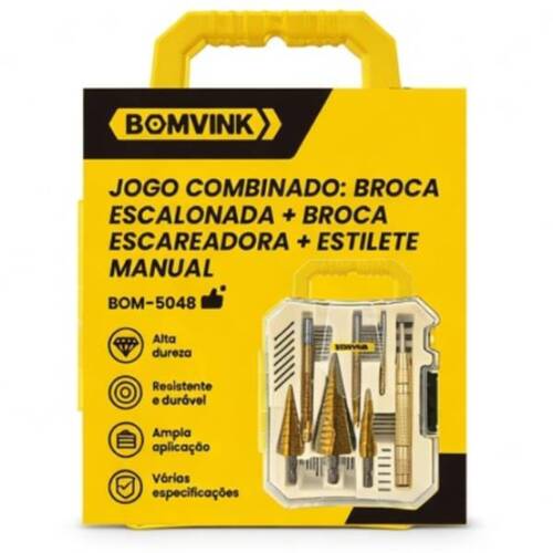 Jogo de brocas escalonadas 4 a 32 mm 7 peças - BOM-5048 Jogo de brocas escalonadas 4 a 32 mm 7 peças - BOM-5048