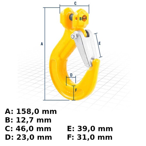 Gancho clévis 10 mm 3,15 tf com trava grau 8 Gancho clévis 10 mm 3,15 tf com trava grau 8