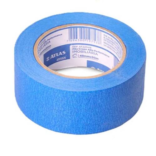 Fita crepe adesiva azul 48 mm x 50 metros - AT22048 Fita crepe adesiva azul 48 mm x 50 metros - AT22048
