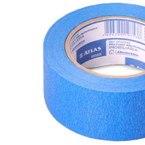 Fita crepe adesiva azul 48 mm x 50 metros - AT22048 Fita crepe adesiva azul 48 mm x 50 metros - AT22048