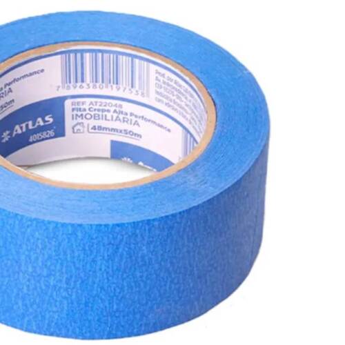 Fita crepe adesiva azul 48 mm x 50 metros - AT22048 Fita crepe adesiva azul 48 mm x 50 metros - AT22048