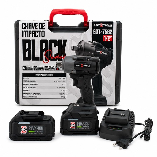 Chave de impacto a bateria 21V 4Ah encaixe 1/2 Chave de impacto a bateria 21V 4Ah encaixe 1/2