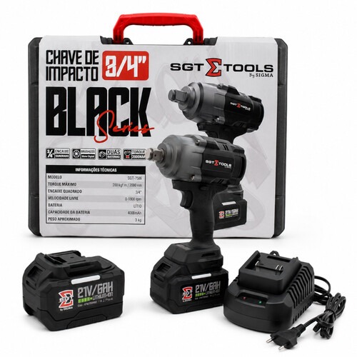 Chave de impacto a bateria 21V 6Ah encaixe 3/4